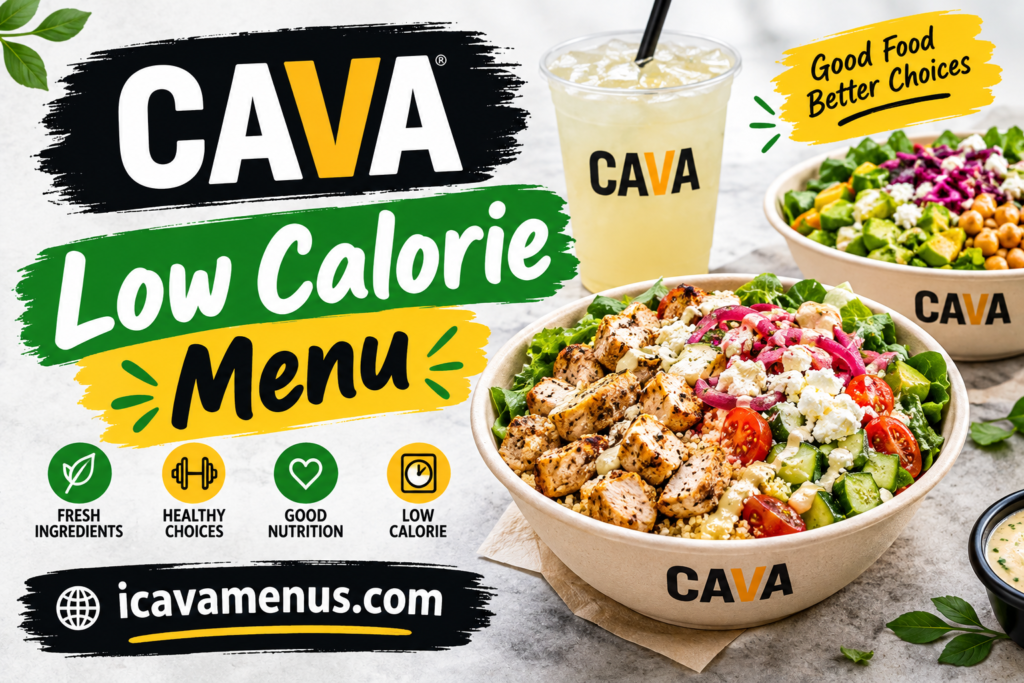 Cava Low Calorie Menu with Prices 2026